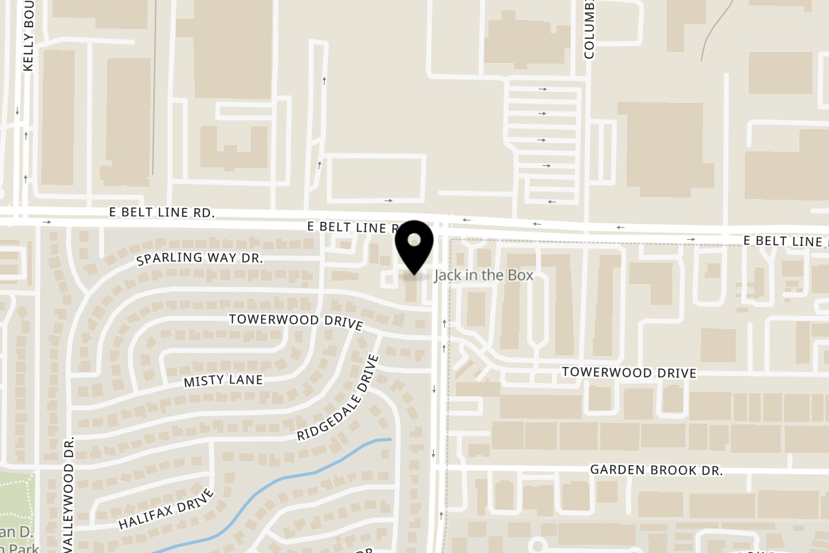 Map showing the location of Flaming Bites Halal Grill on 1002 Webb Chapel Rd in Carrollton